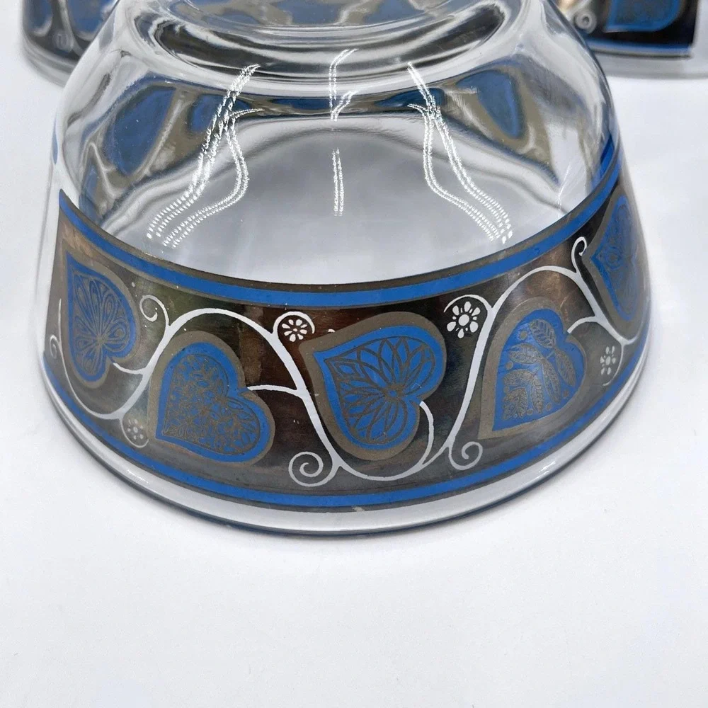 Culver Fruit Dessert Bowls Leaf‎ Ivy Motif Blue Gold 5